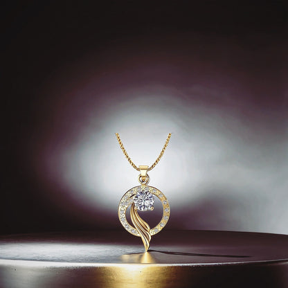 Areesa Crown Jewel .925 Solid Sterling Silver 18K Yellow Gold Pendant