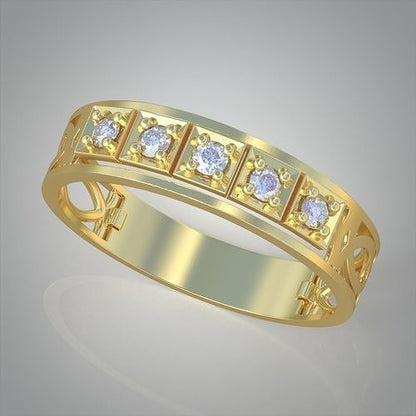 Nile River Gold .925 Solid Sterling Silver 18K Yellow Gold Ring